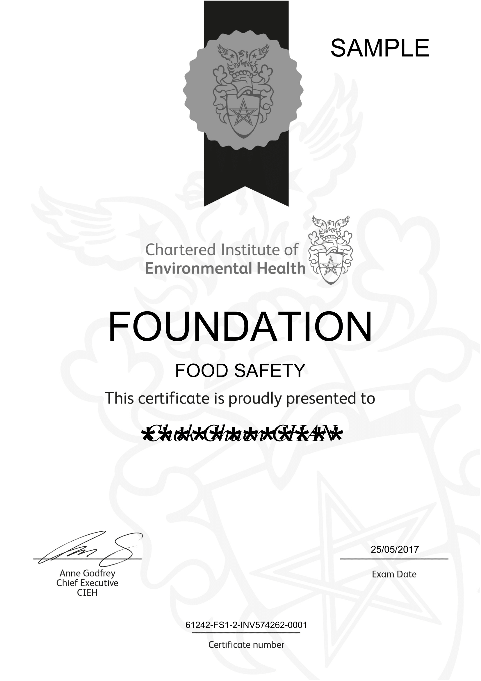 Foundation Certificate in Food Safety SAMPLE 1